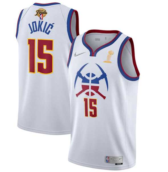 Men's Denver Nuggets #15 Nikola Jokic White 2023 Finals Champions Earned Edition Stitched Basketball Jersey,We sell and wholesale Men's Denver Nuggets #15 Nikola Jokic White 2023 Finals Champions Earned Edition Stitched Basketball Jersey on line form chian!